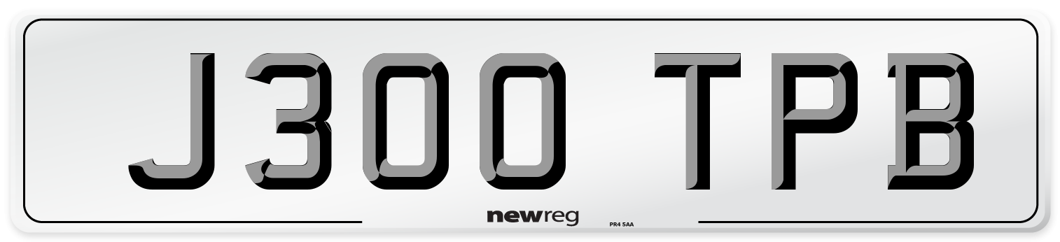 J300 TPB Number Plate from New Reg